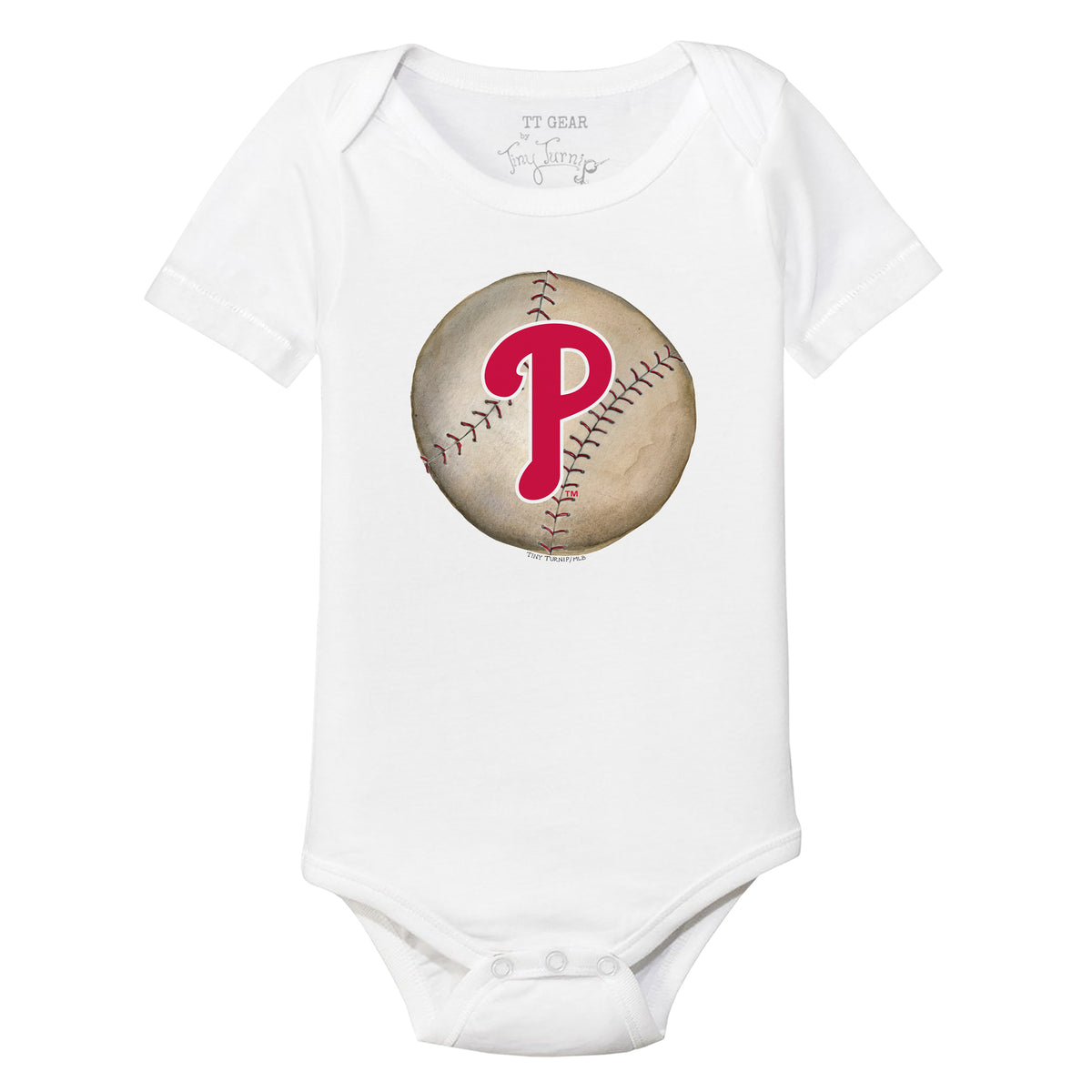 Philadelphia Phillies Tiny Turnip Infant Baseball Flag Raglan 3/4 Sleeve T- Shirt - White/Black