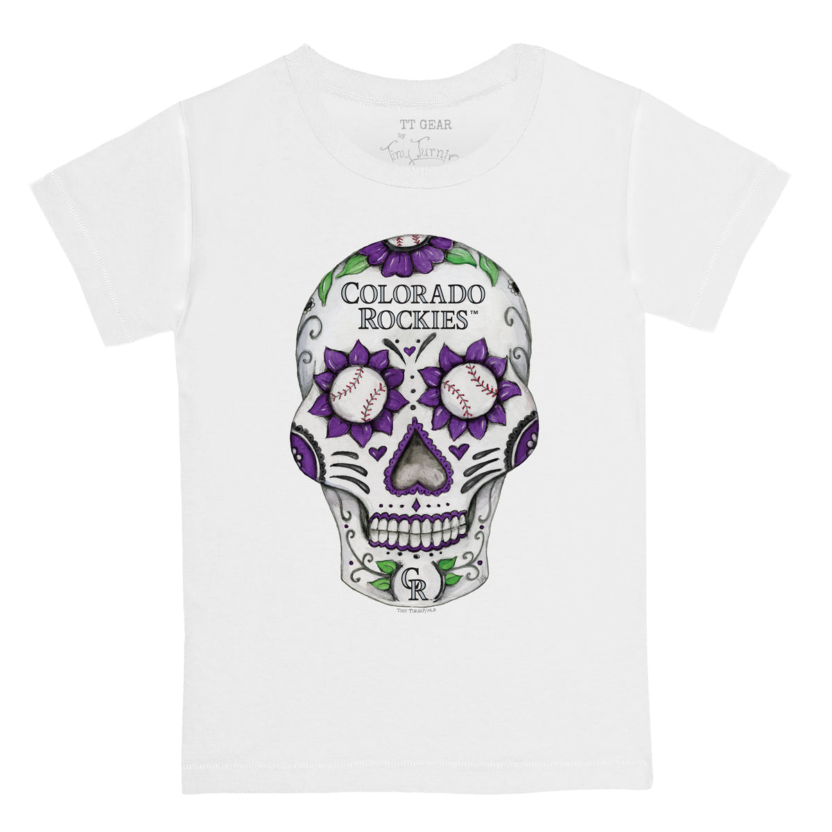 Kansas City Royals Tiny Turnip Infant Sugar Skull Raglan 3/4 Sleeve T-Shirt  - White/Black