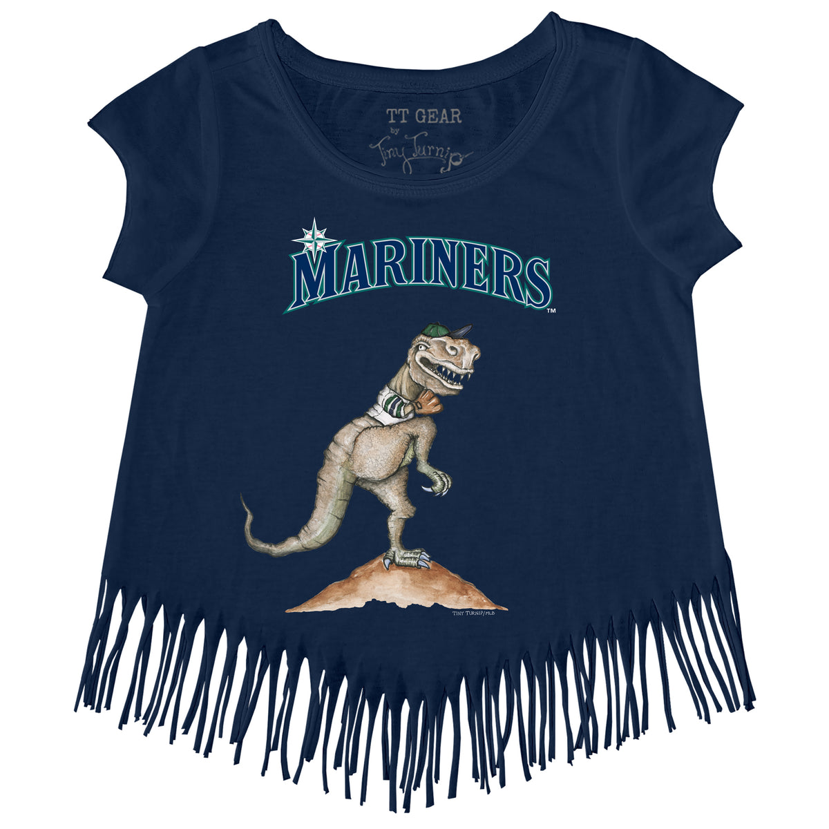 Girls Toddler Tiny Turnip Navy Seattle Mariners Astronaut Fringe T-Shirt Size: 4T