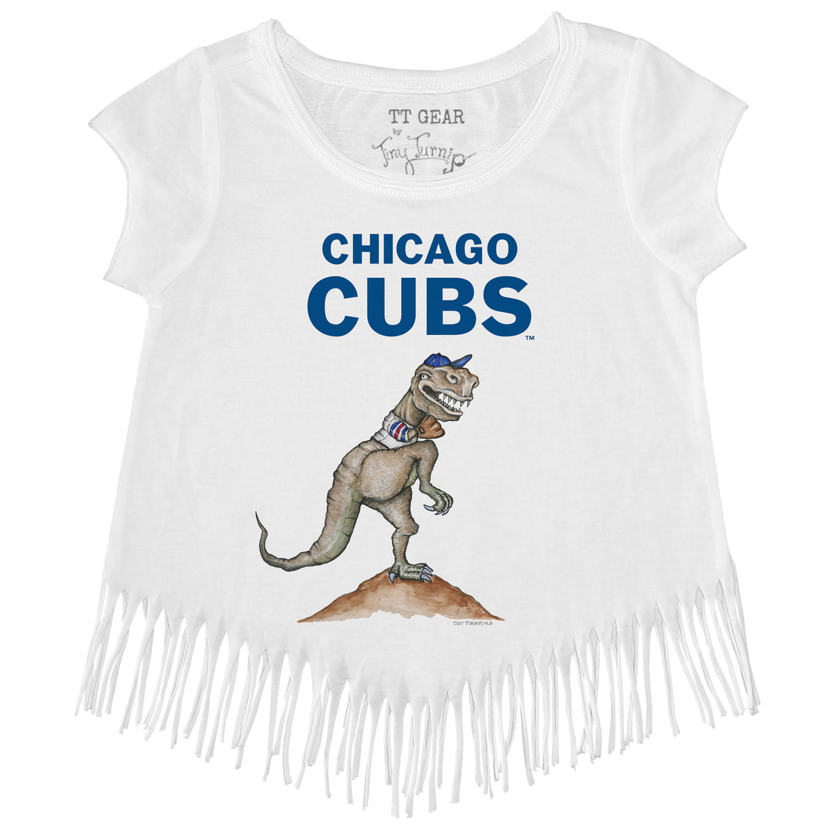 Girls Toddler Chicago Cubs Tiny Turnip Royal Girl Teddy Fringe T-Shirt