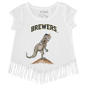 Lids Milwaukee Brewers Tiny Turnip Girls Youth Baseball Love Fringe T-Shirt  - White