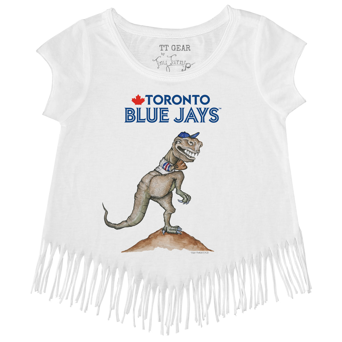 Infant Toronto Blue Jays Tiny Turnip White Baseball Bow T-Shirt