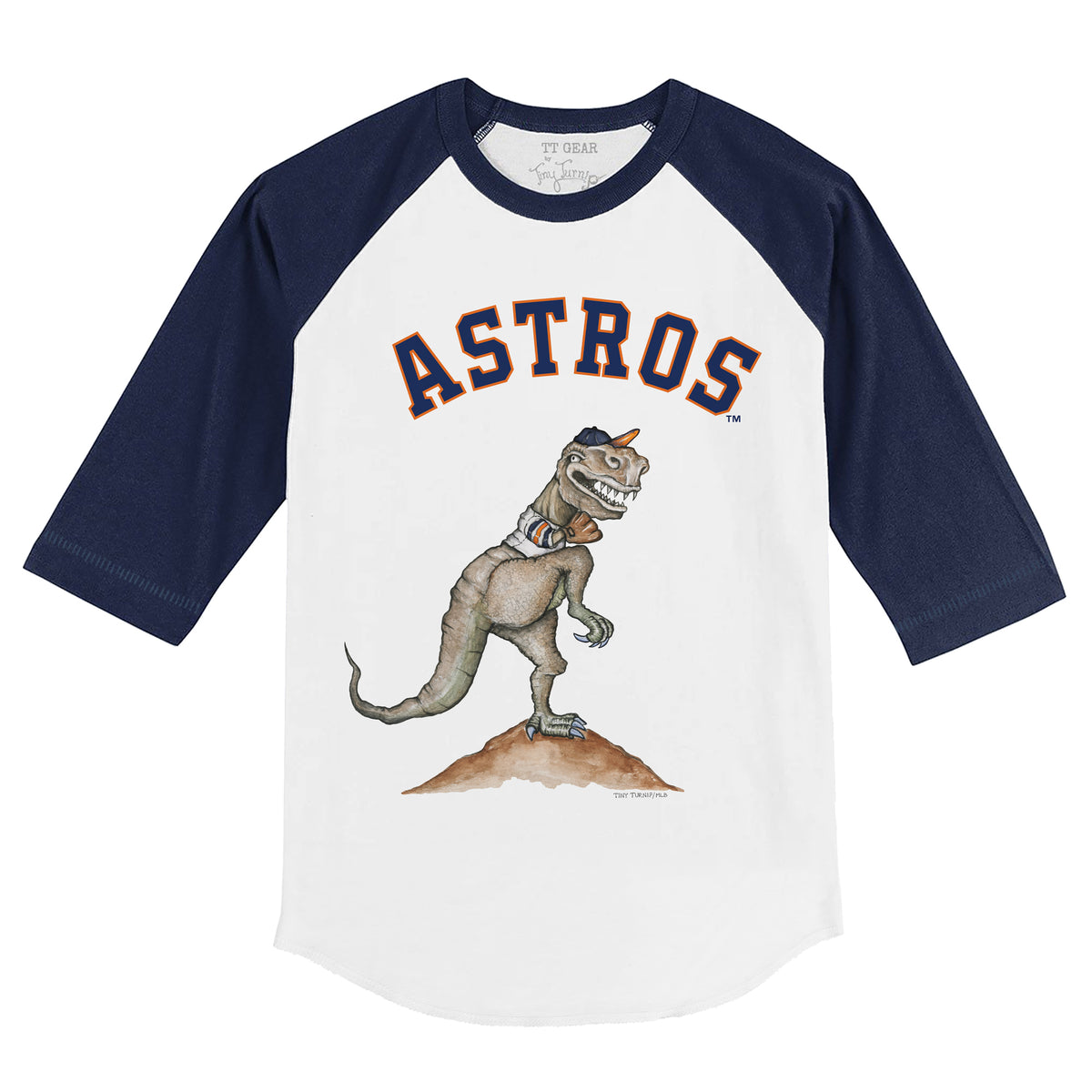 Houston Astros Tiny Turnip Infant Heart Bat Raglan 3/4-Sleeve T-Shirt -  White/Navy