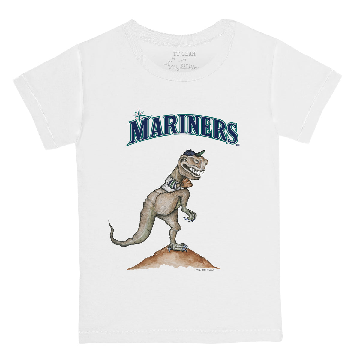 Lids Seattle Mariners Tiny Turnip Infant Hat Crossbats Raglan 3/4 Sleeve T- Shirt - White/Navy