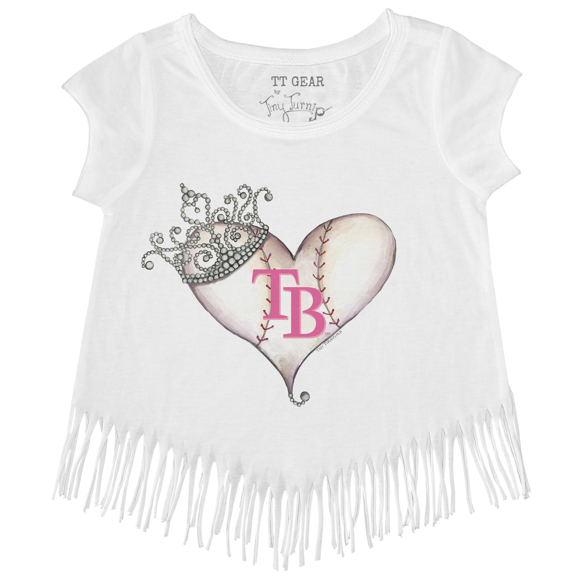 Youth Tiny Turnip White Tampa Bay Rays Heart Bat T-Shirt