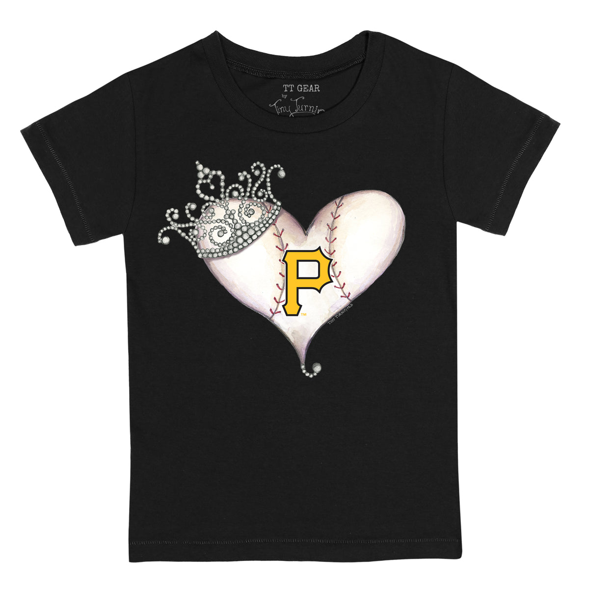 Youth Tiny Turnip White Pittsburgh Pirates Baseball Tiara Heart T-Shirt Size: Extra Large