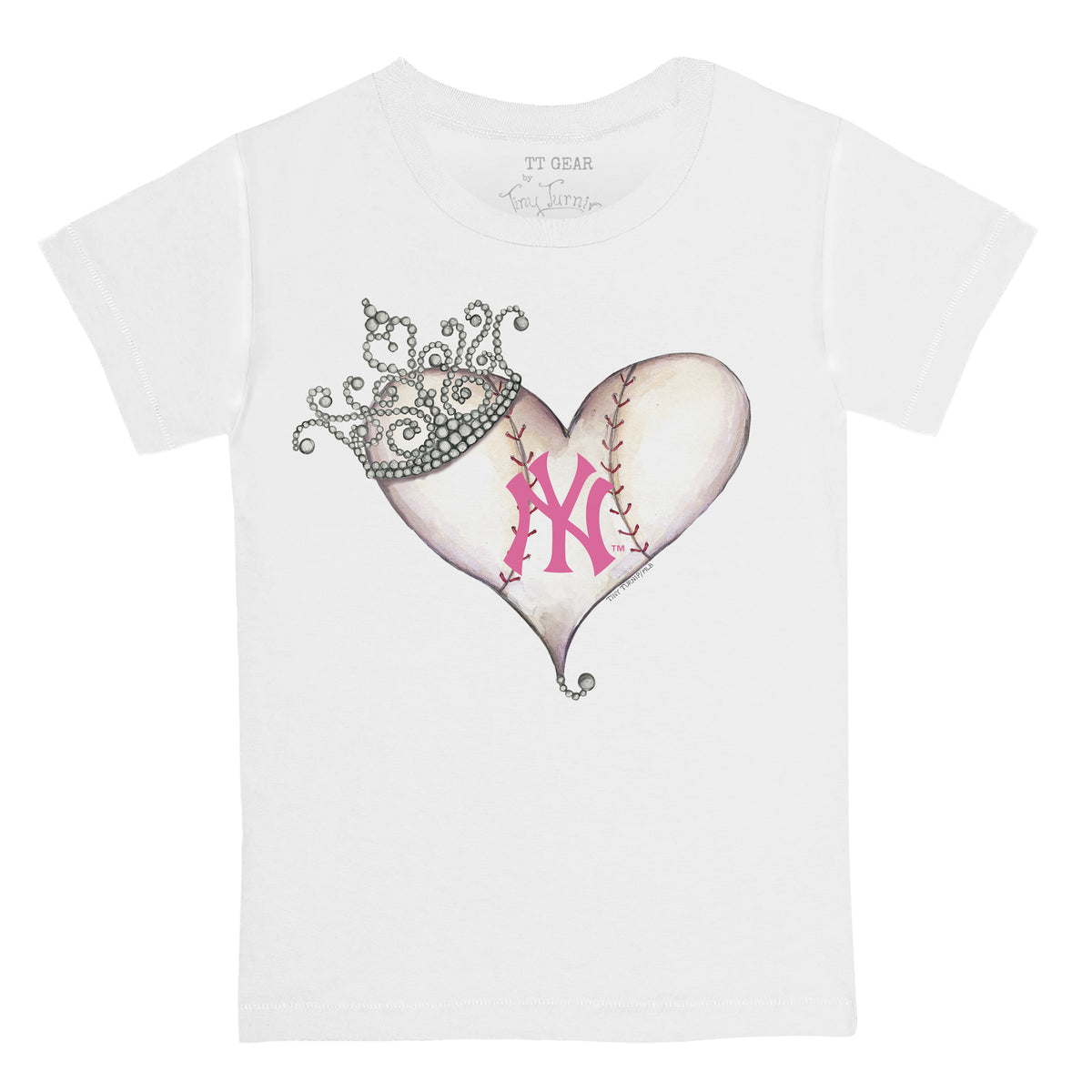 New York Mets Tiara Heart Tee Shirt Youth XL (12-14) / White