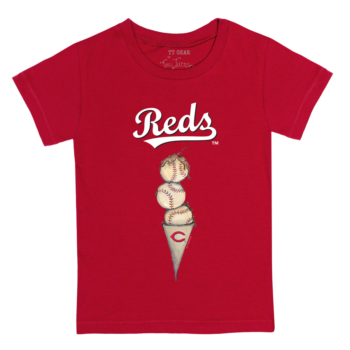 Infant Tiny Turnip White Cincinnati Reds Triple Scoop T-Shirt