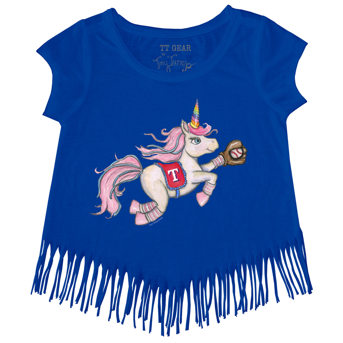 Houston Astros Tiny Turnip Girls Youth Space Unicorn Fringe T-Shirt - Black