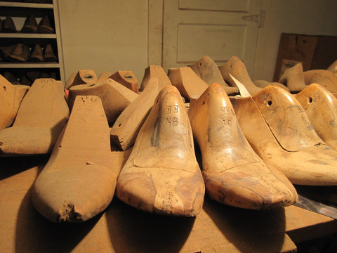 Shoe forms in a designer shoe factory