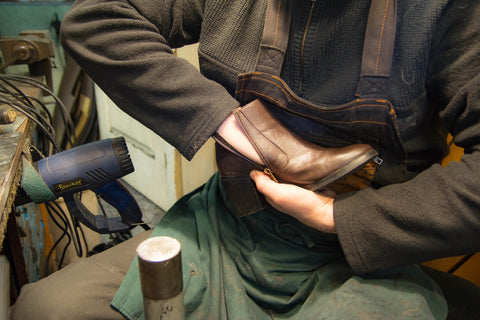 Putting on the Step Insoles and Decoration on a designer shoe