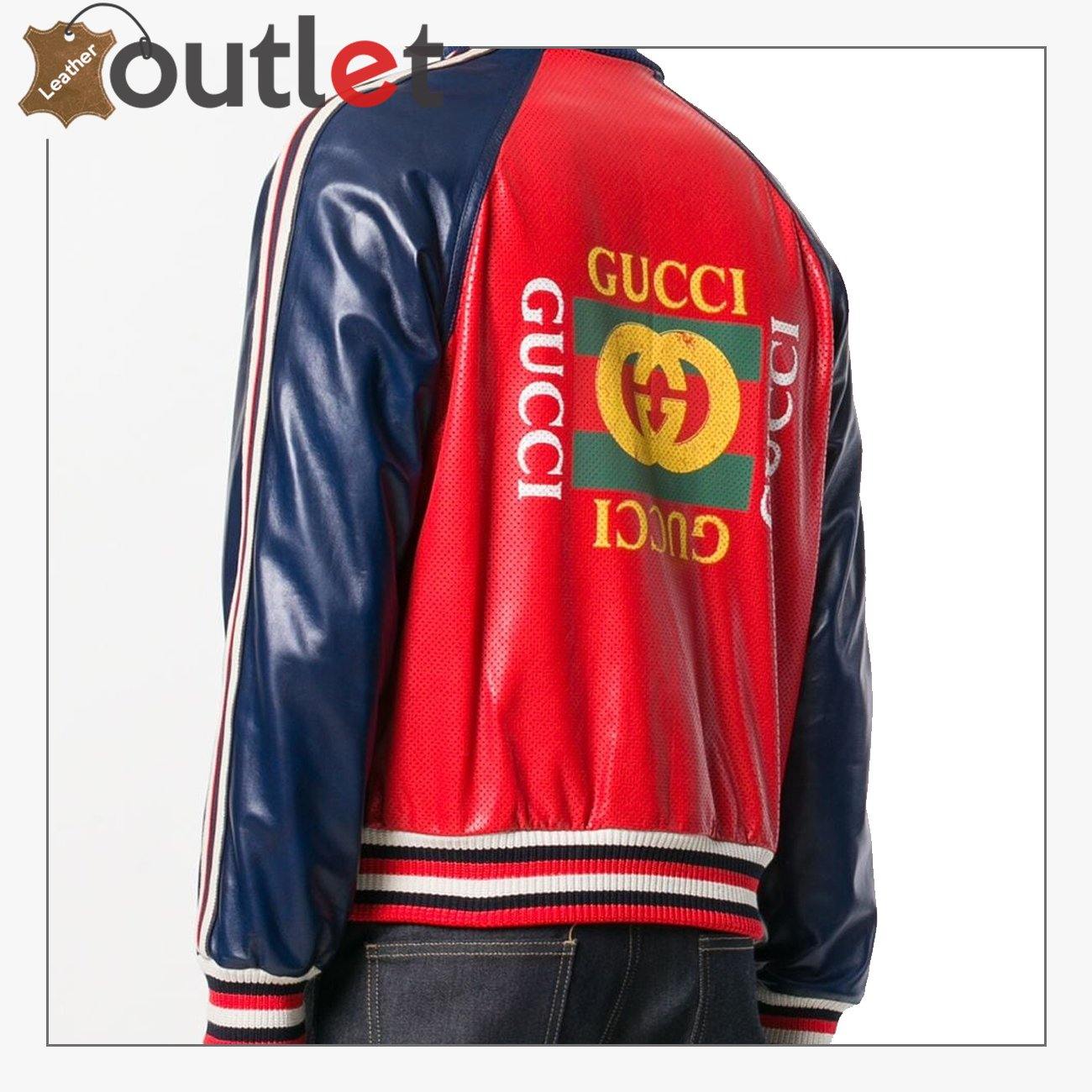Womens Bomber with Gucci Logo Leather