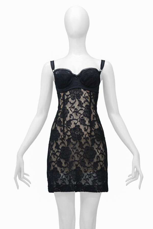Lace-trimmed mesh bra top in black - Dolce Gabbana