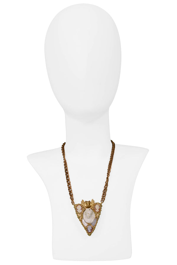 MINADEO TIGER EYE & ONYX MONOGRAM NECKLACE