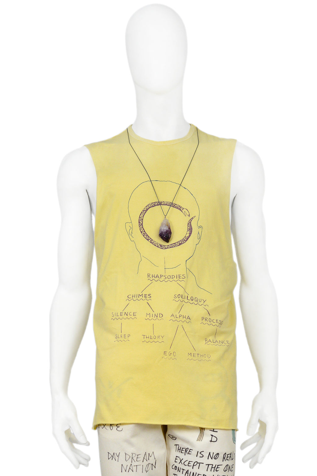 RAF SIMONS YELLOW TANK WITH CRYSTAL NECKLACE 2004