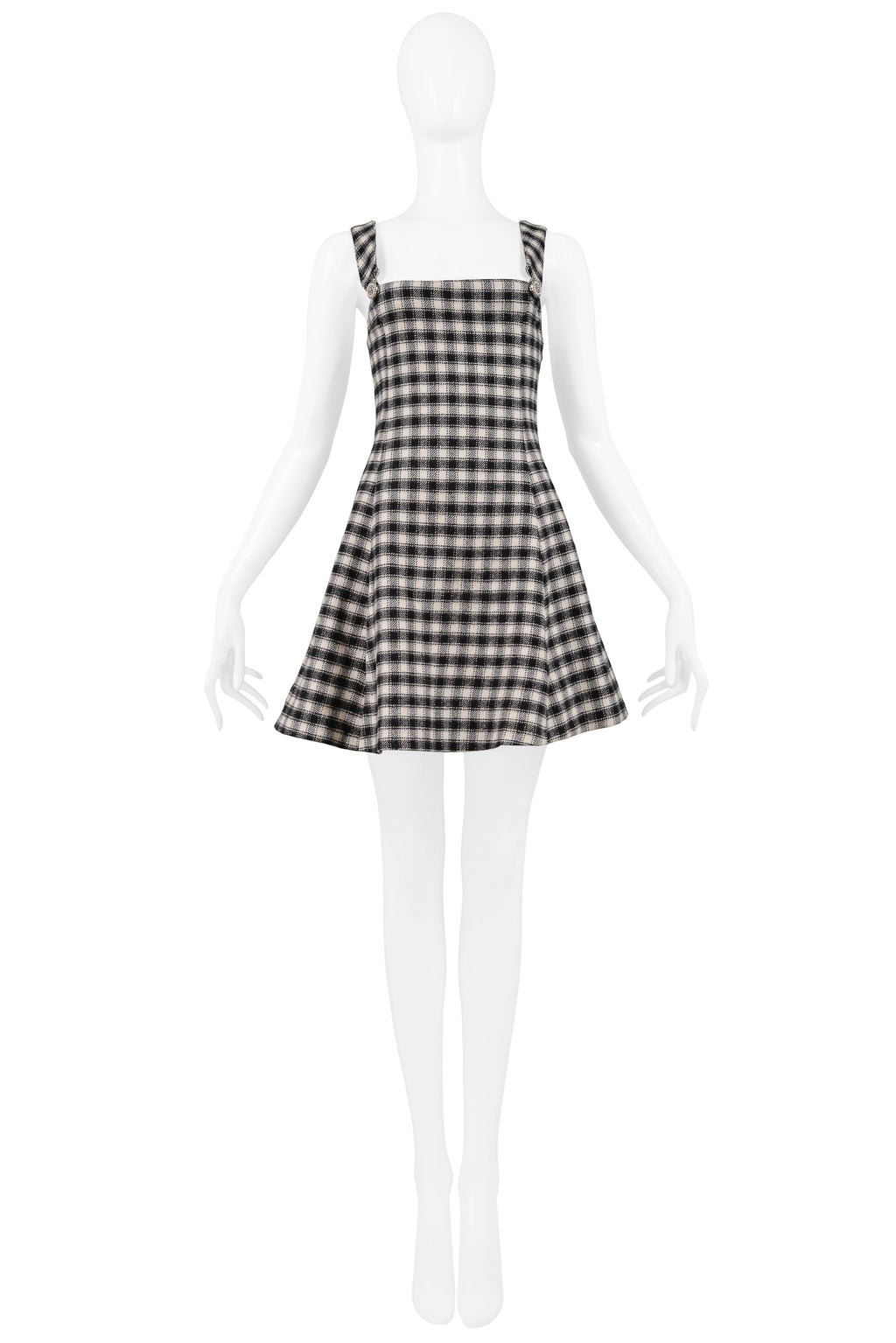 black and white check dress