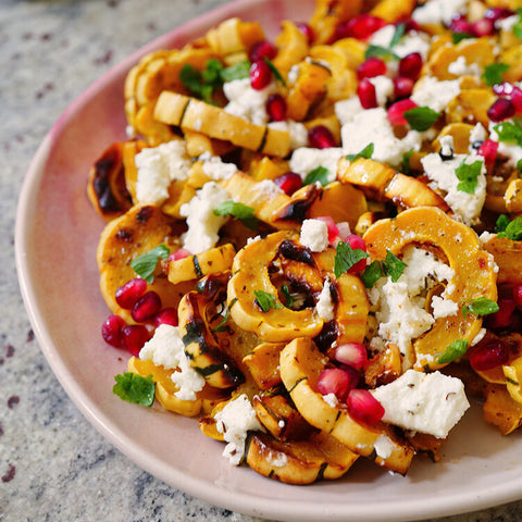 Maple Roasted Squash with Pomegranate and Pistachios