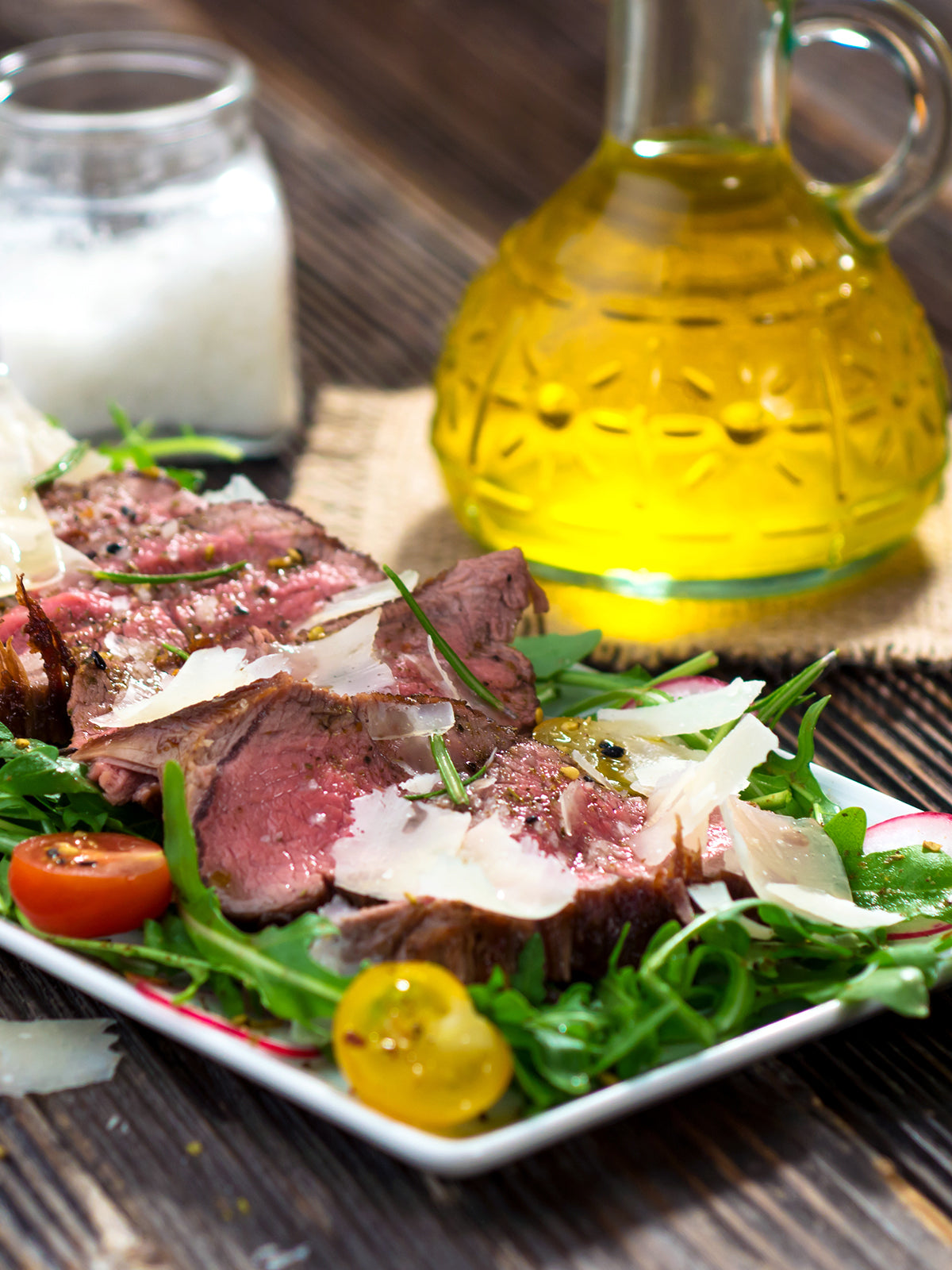 steak with arugula tagliata dish