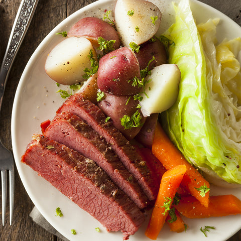 corned beef and crispy cabbage dish