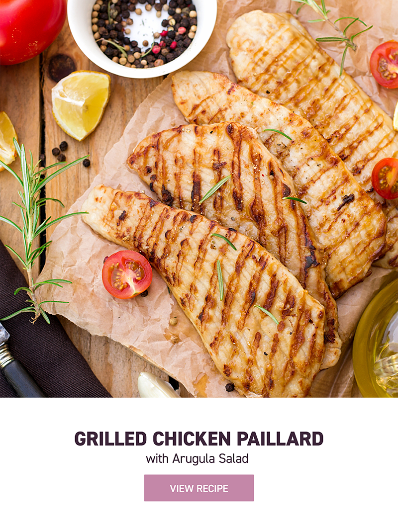 Aeroblaze Indoor Air Grilled Chicken Paillard with Arugula Salad Recipe