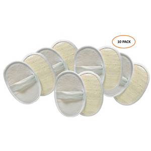10 Pack Exfoliating  Pads, Large 100% Natural Loofah and Terry Cloth Body Sponge for Men and Women