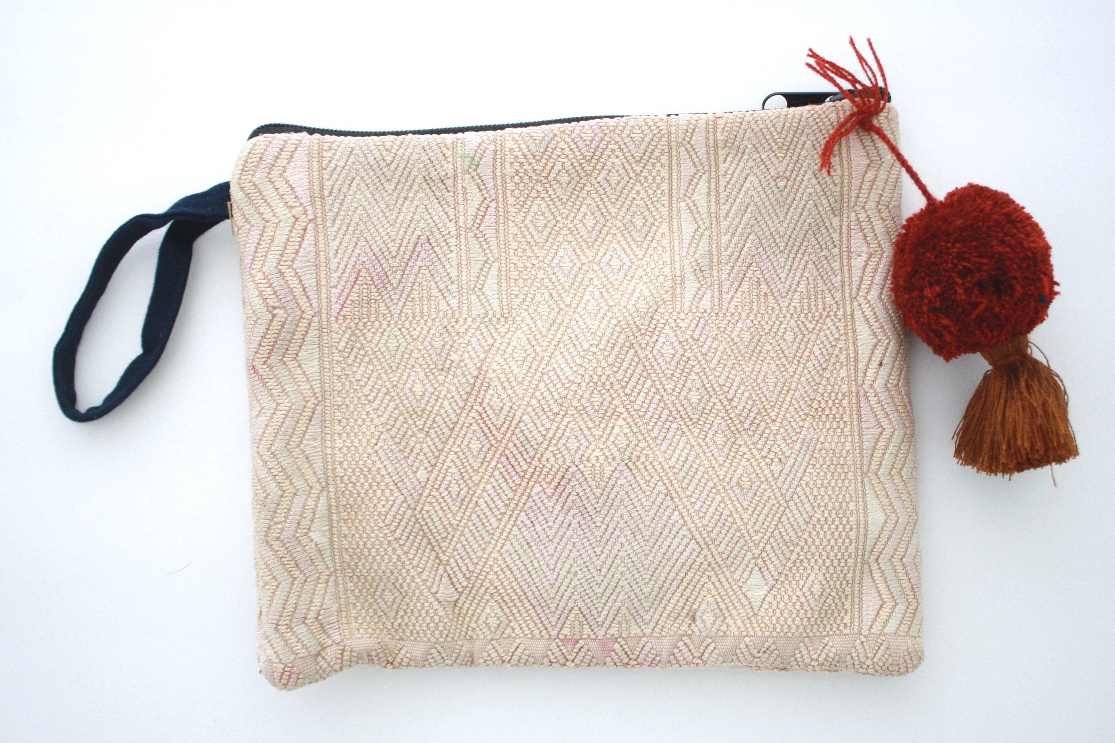 Huipil Cosmetic Bag with Poms-Pascua
