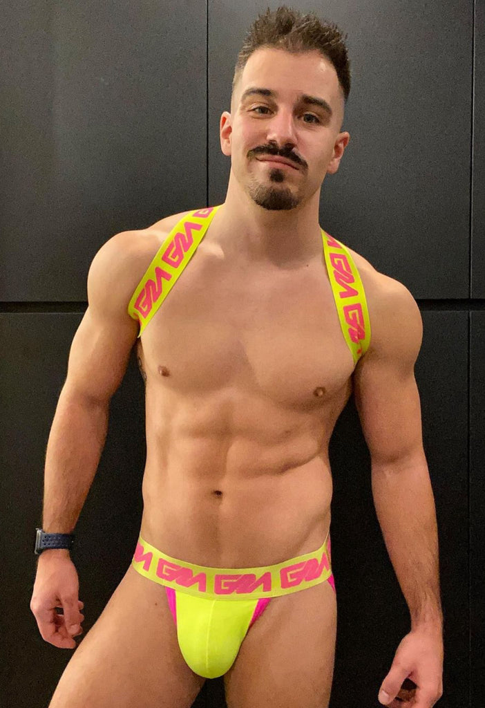 Gay underwear circuit party with harness