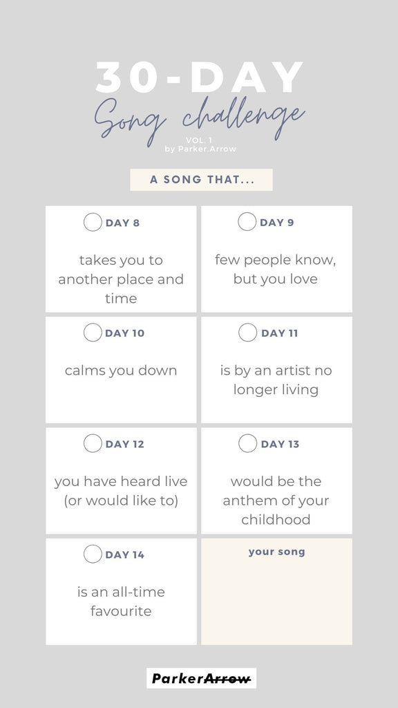 30 Day Song Challenge Template Instagram Story Game Parker