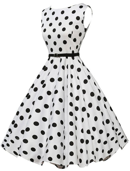 sleeveless polka dot dress