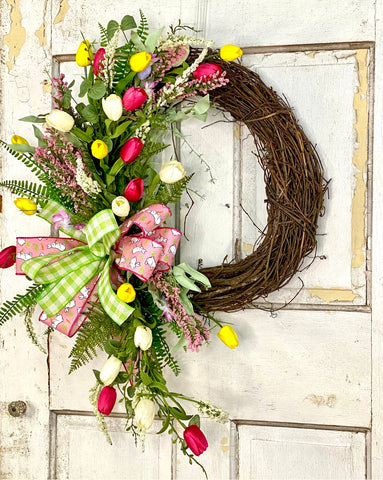Easter Tulip Grapevine Wreath