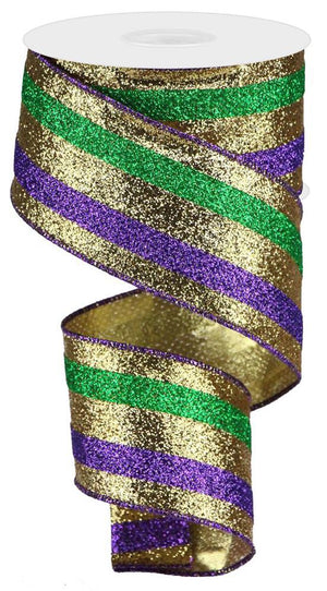 Metallic Mardi Gras Thick Stripe Deco Mesh - 10 x 10Yd (RE1317C5