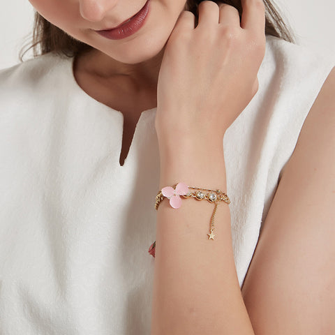 Freya CZ Rose Flower Charm Bracelet real flower jewelry