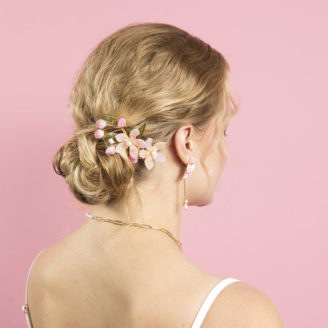 Peach Flower Bellflower Hair Clip real flower jewelry