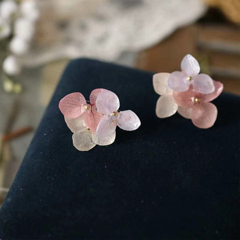 hydrangea flower stud earrings