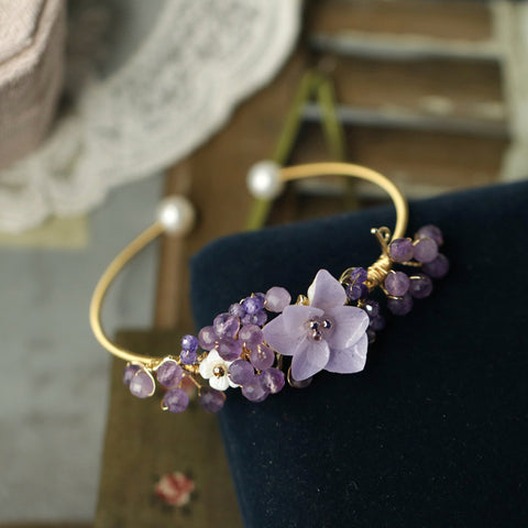 purple hydrangea flower bracelet
