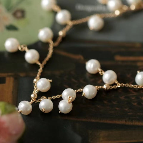 freshwater pearl rose necklace