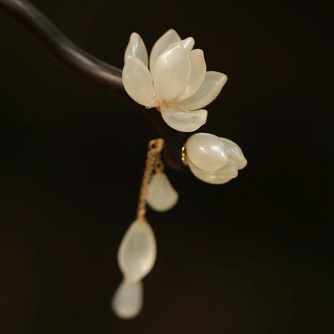 White Grand Magnolia Hair Stick real flower jewelry