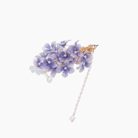 purple hydrangea tassel hair pin