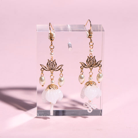 Bellflower with Lucky Clover Drop Earrings