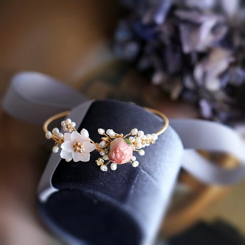 rose hydrangea flower bracelet