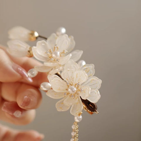 Flowering White Cherry Blossom Hair Clip