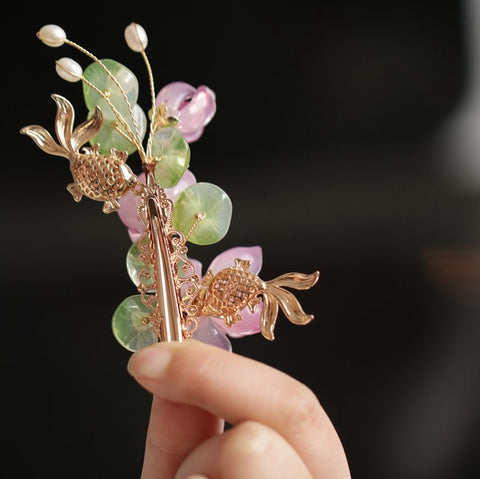 Translucent Pink Waterlily Hair Clip