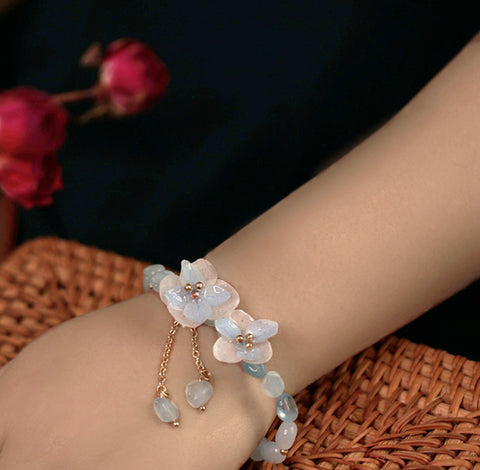 blue hydrangea crystal bracelet