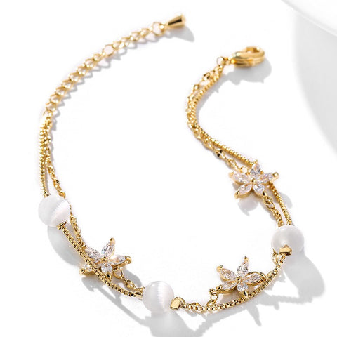Celestial Star Flower Charm Bracelet real flower jewelry