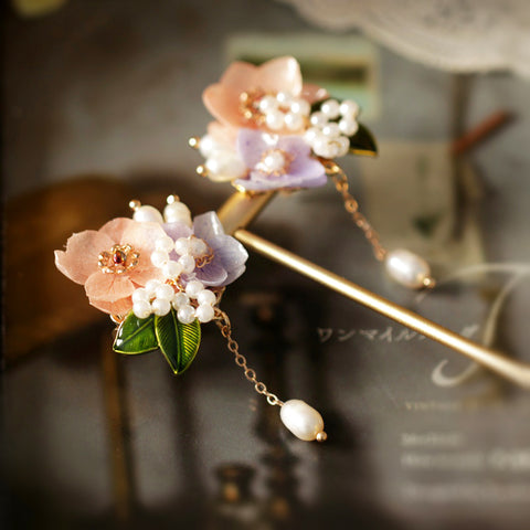 Two-tone Hydrangea Freshwater Pearl Earrings