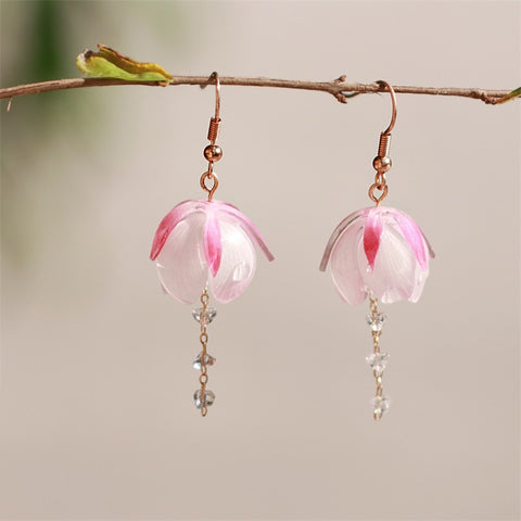 Rosea Lily of the Valley Pink Flower Earrings real flower jewelry