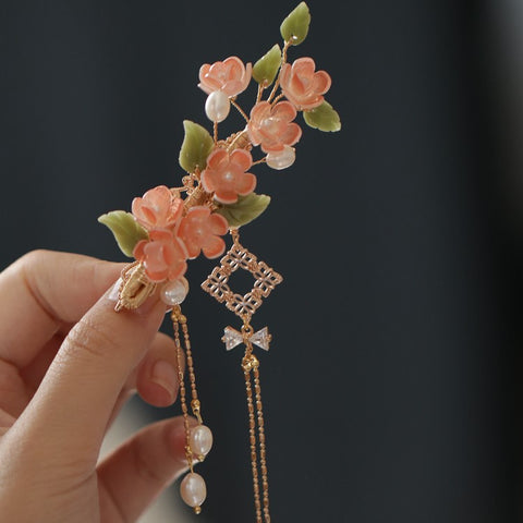 camellia flower hair pin