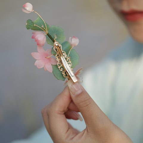 Waterlily Pond Goldfish Hair Clip real flower jewelry