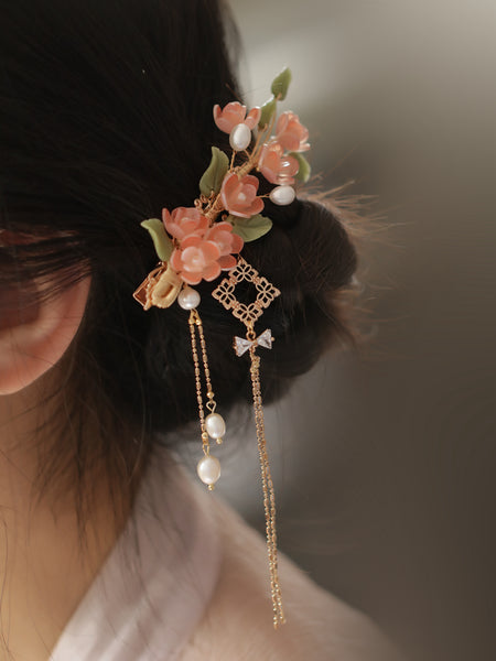 camellia flower hair pin