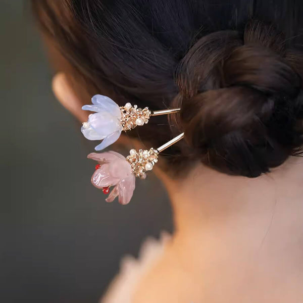 Two-Color Jasmine Flower Hair Pin (2-pc)
